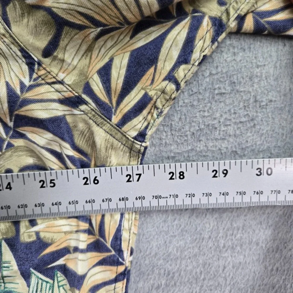 Woolrich Men Button Up Shirt XL Blue Leaf Print Sailboat Allover Print Collar‎